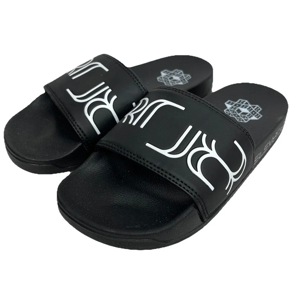 Black Summer Casual Slide Strap Slip On‎ Shower Sandals Men's Size 6