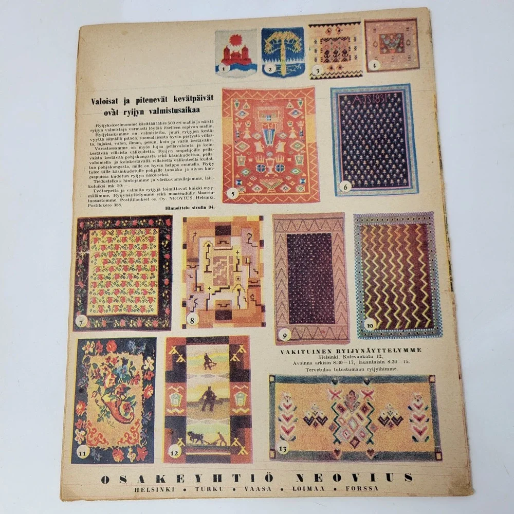 1955 Virkkaus ja neuletyöt Finnish Knitting Crochet Fashion‎ Magazine Oy Neovius