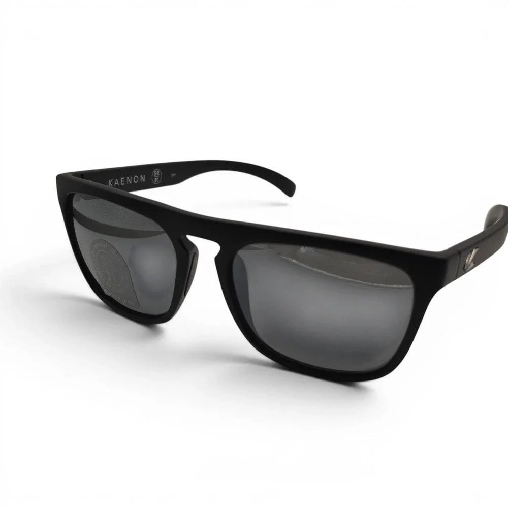 Kaenon Mens Leadbetter Sunglasses Matte Black‎ Polarized SR-91 Square 55-19-139