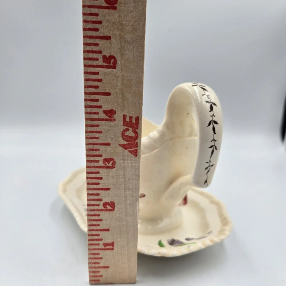 Vtg Copeland Spode Romney Floral Gadroon Shape Gravy Boat Attached‎ Underplate