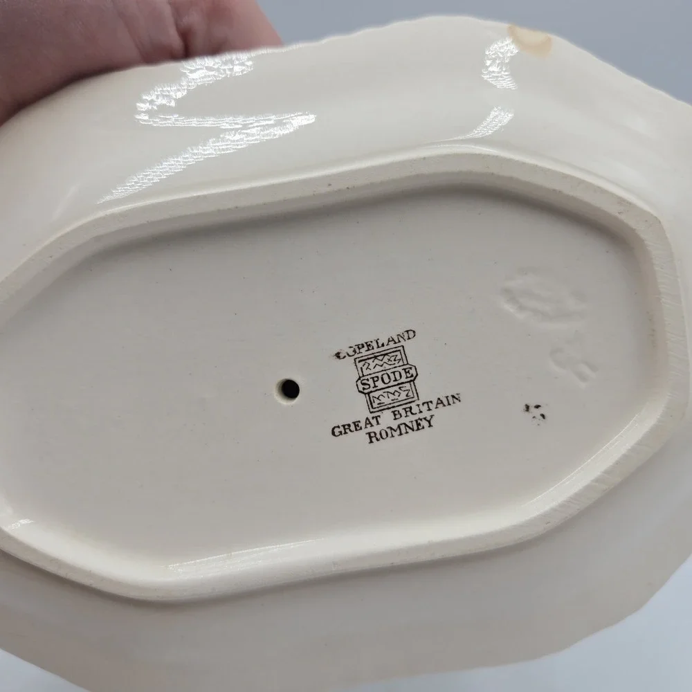 Vtg Copeland Spode Romney Floral Gadroon Shape Gravy Boat Attached‎ Underplate