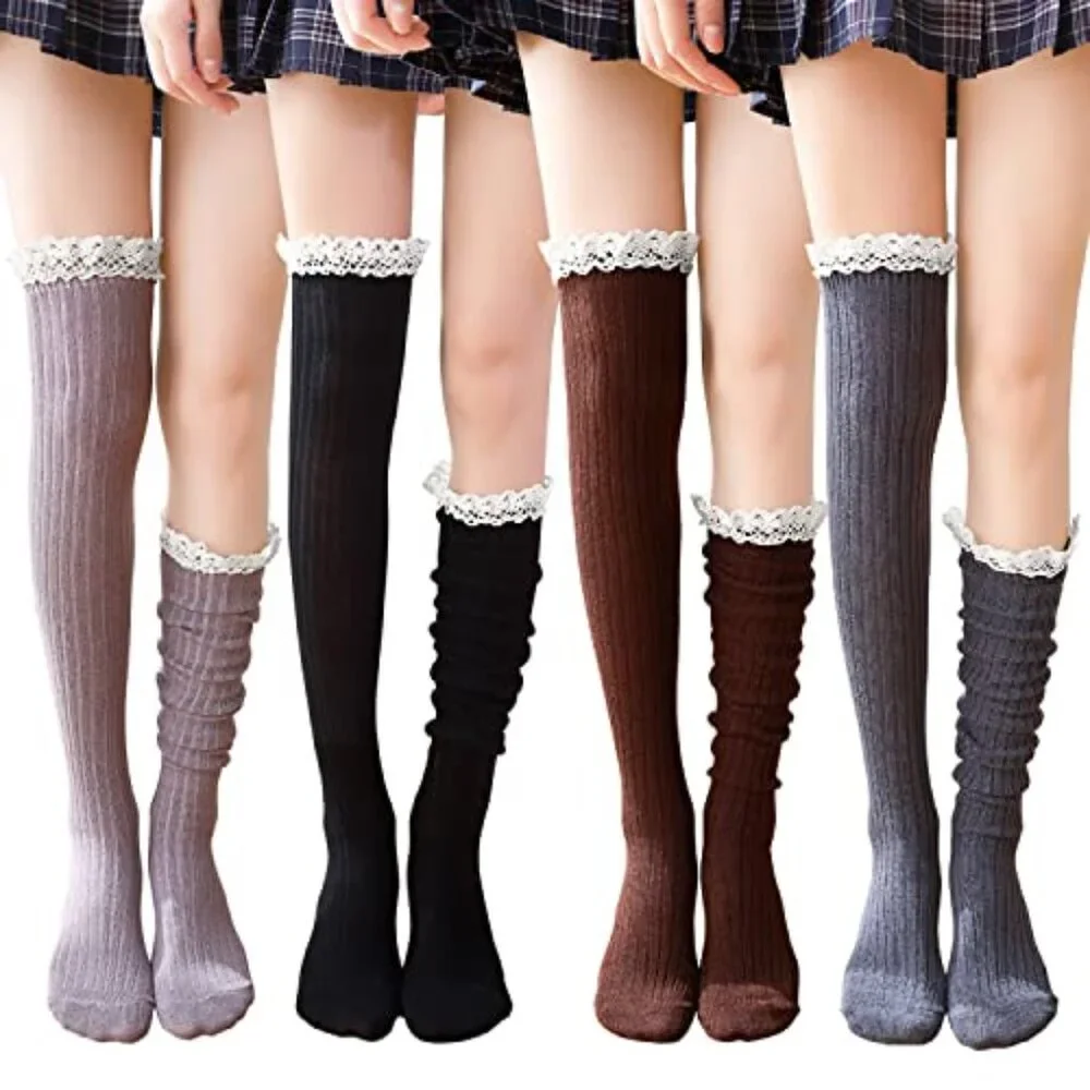 4 Pack Women Cotton‎ Knit Boot Socks