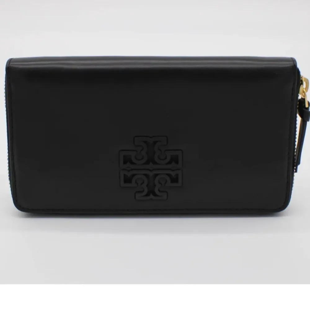 Tory Burch Lily Large Zip Pouch Wallet Black Leather‎ NWOT