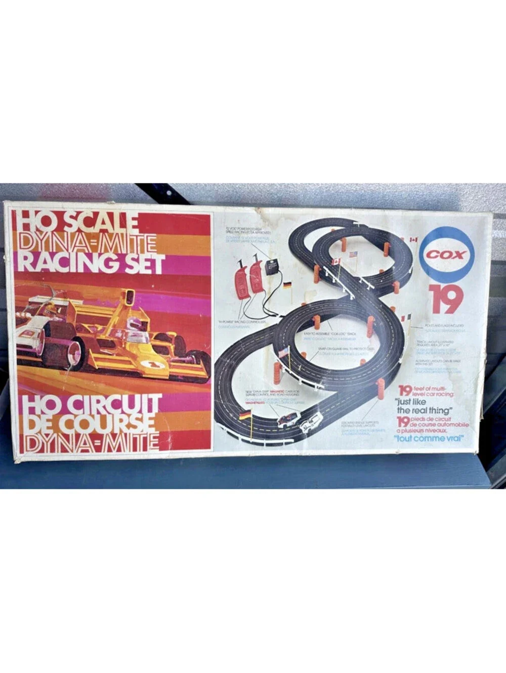 Vintage 1973 COX Dyna-Mite HO Scale Slot Car Racing Set Boxed Magnetic Manta #19