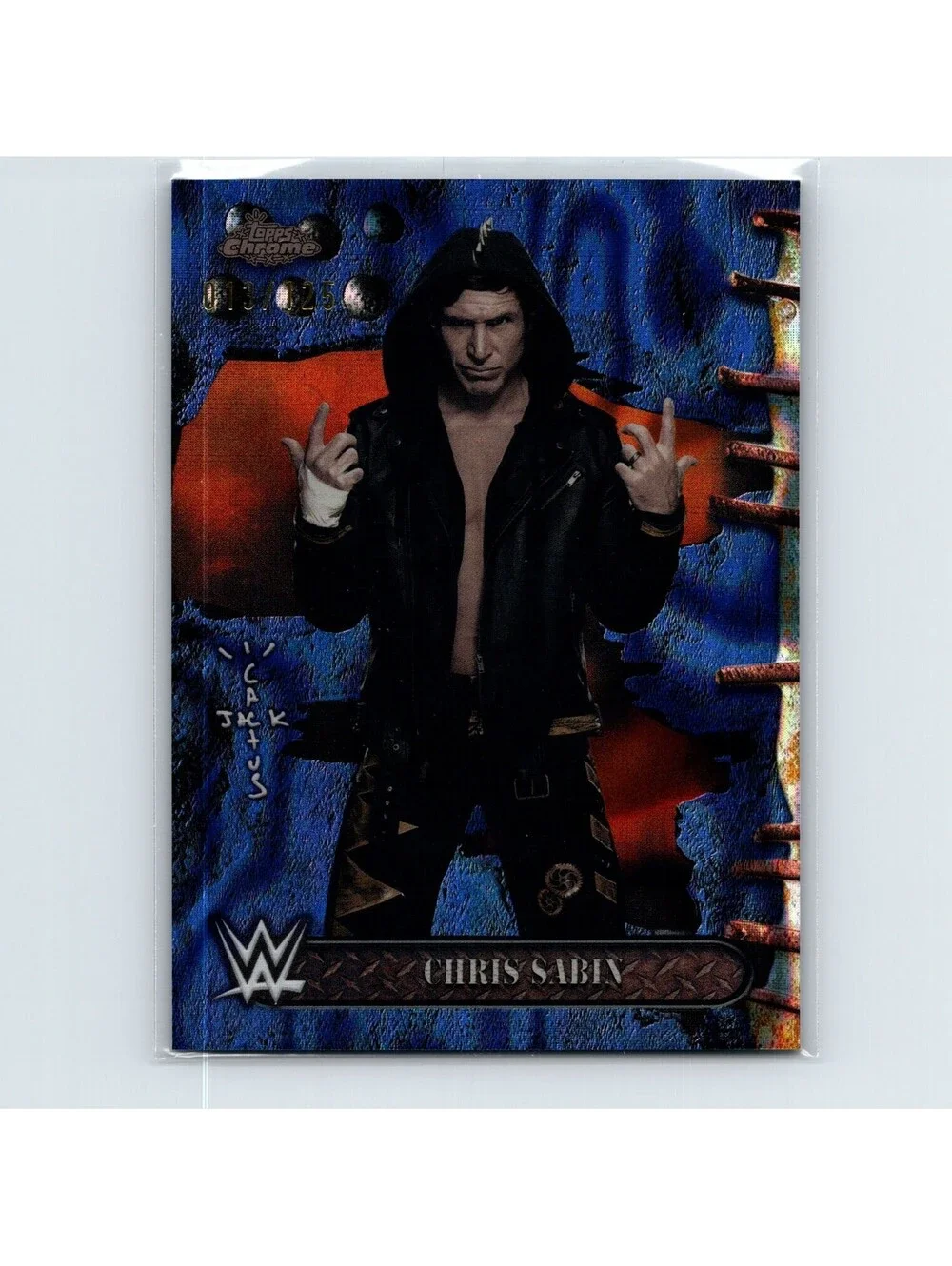 2025 Topps Chrome WWE x Cactus Jack Chris Sabin #83 Blue Sonar Refractor #/125