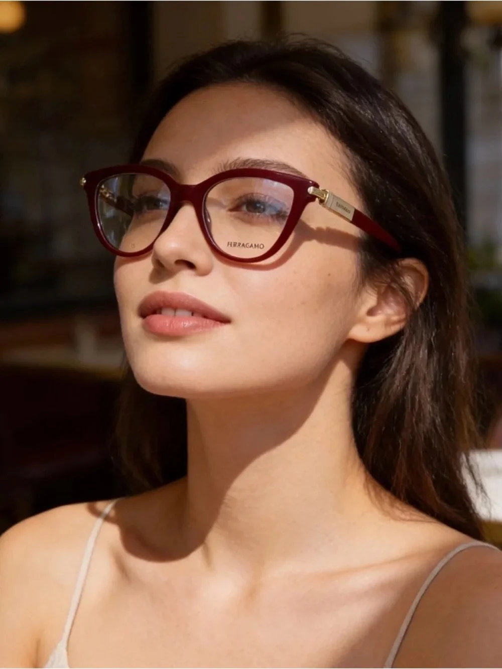 Salvatore Ferragamo Women's Burgundy Cat-Eye Glasses