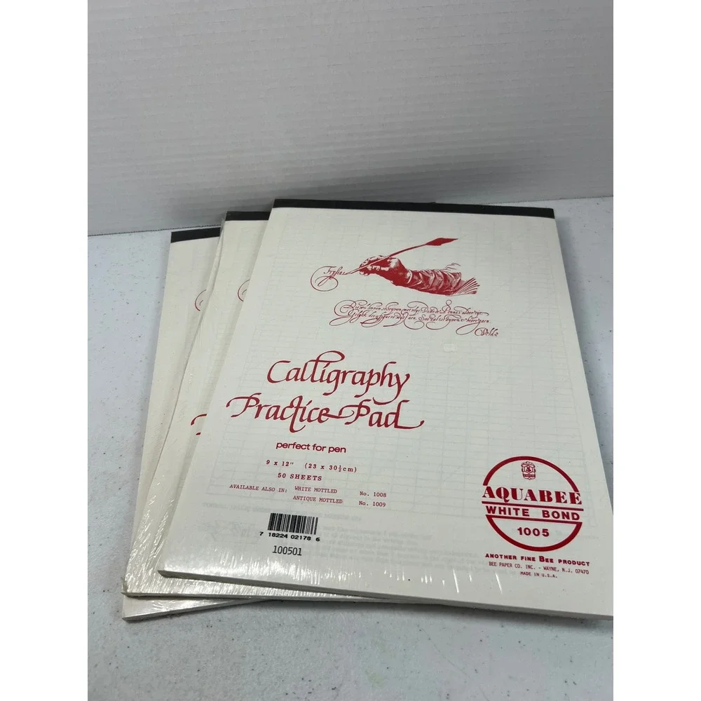 Aquabee Calligraphy Practice Pad 1005 White Bond 9x12 50 Sheets Set of 3 New