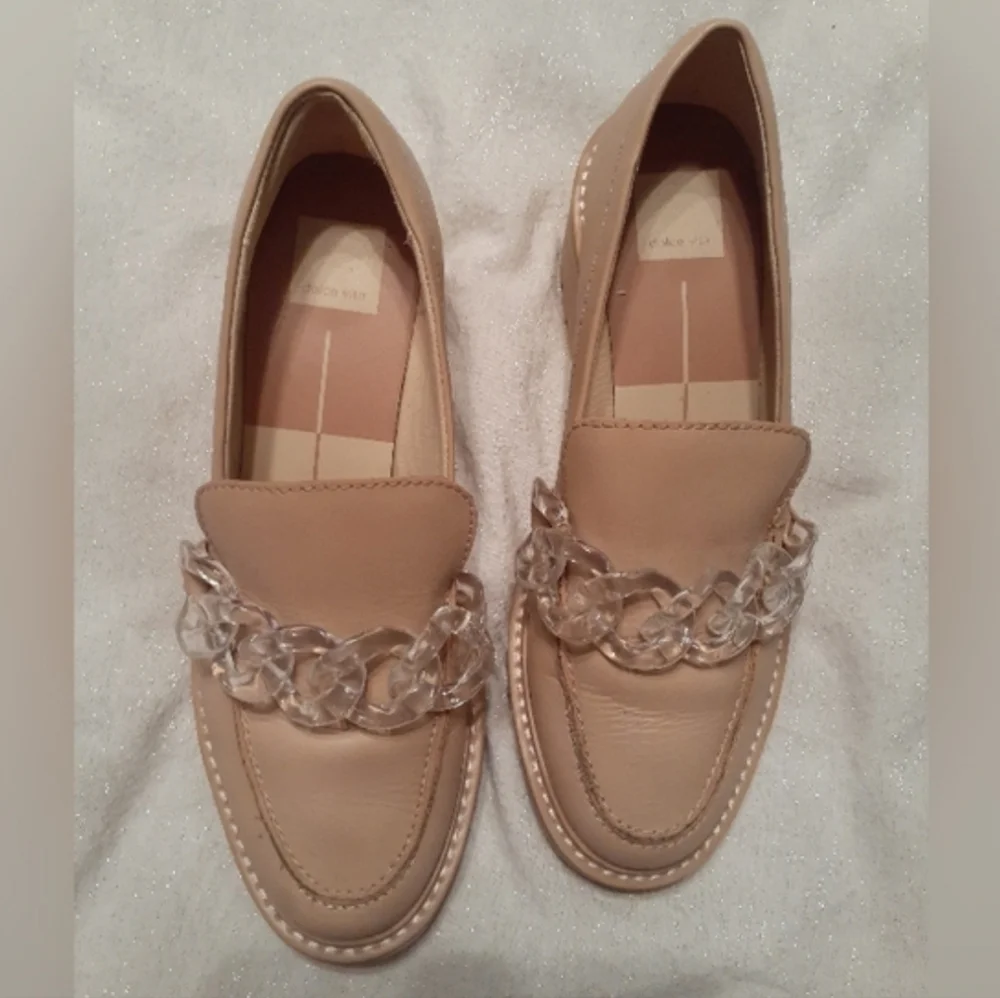 Dolce Vita Haris Light Blush Translucent Chain Platform Wedge Loafer Shoe Sz 9