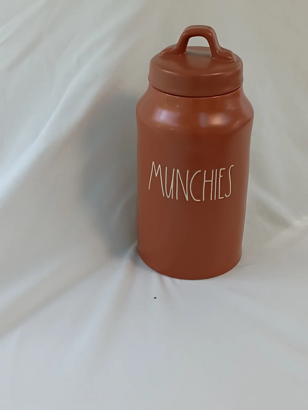 Rae Dunn MUNCHIES Canister Jar Orange Ceramic With Lid 213 Storage Farmhouse