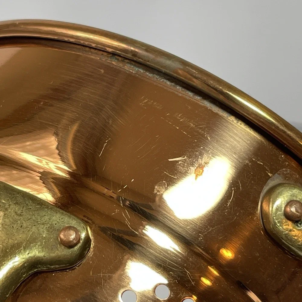 Vintage Cottage Copper And Brass Claw Footed Colander Strainer Handles 3.5