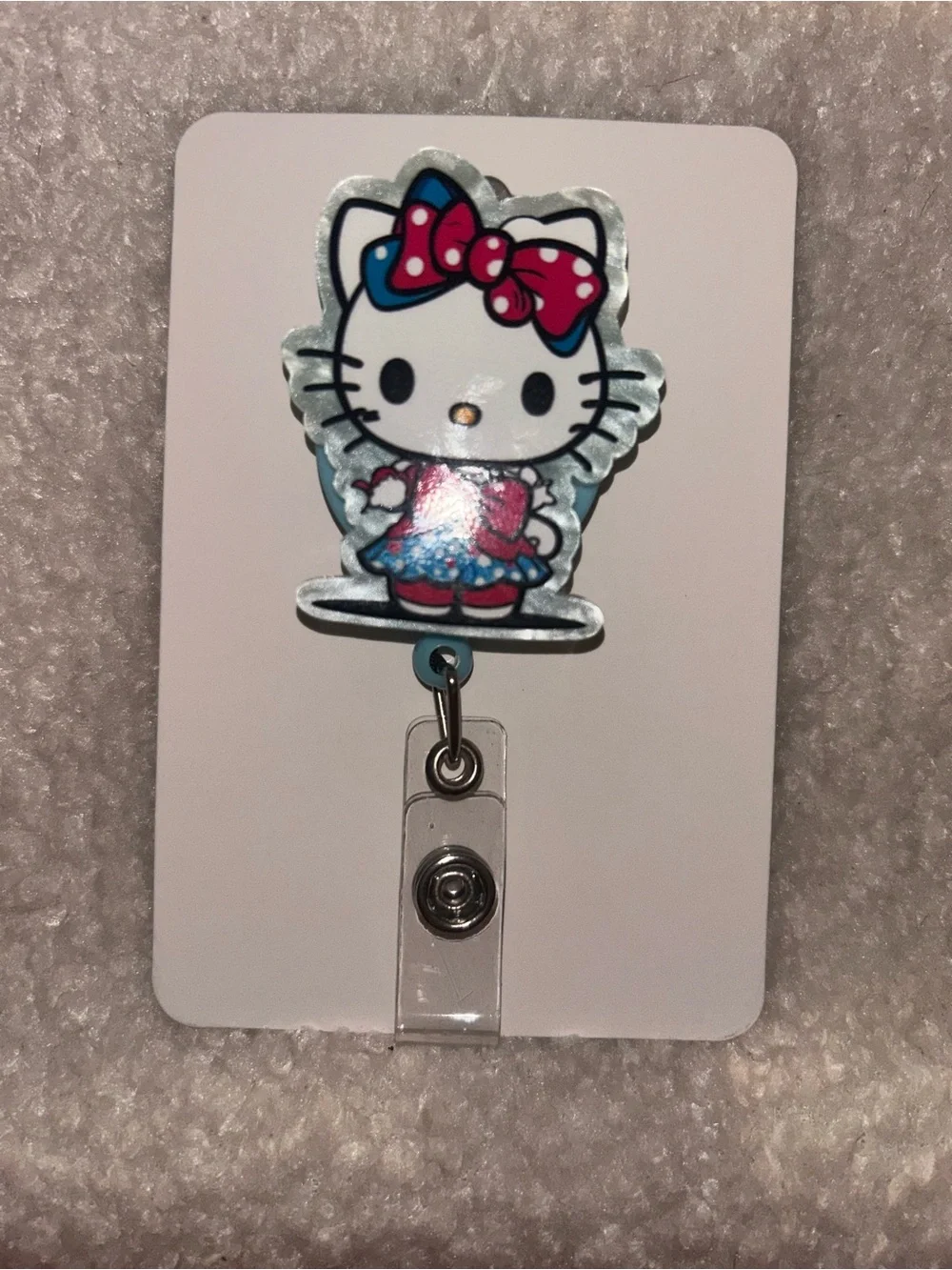 Hello Kitty Blue & Pink Retractable Badge Reel Card Holder