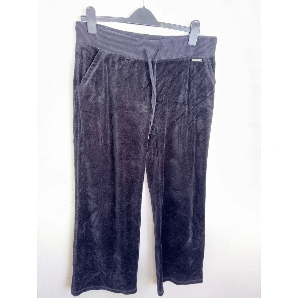 Michael‎ Kors Womens Black Velour Straight Leg Drawstring Tracksuit Pants Large