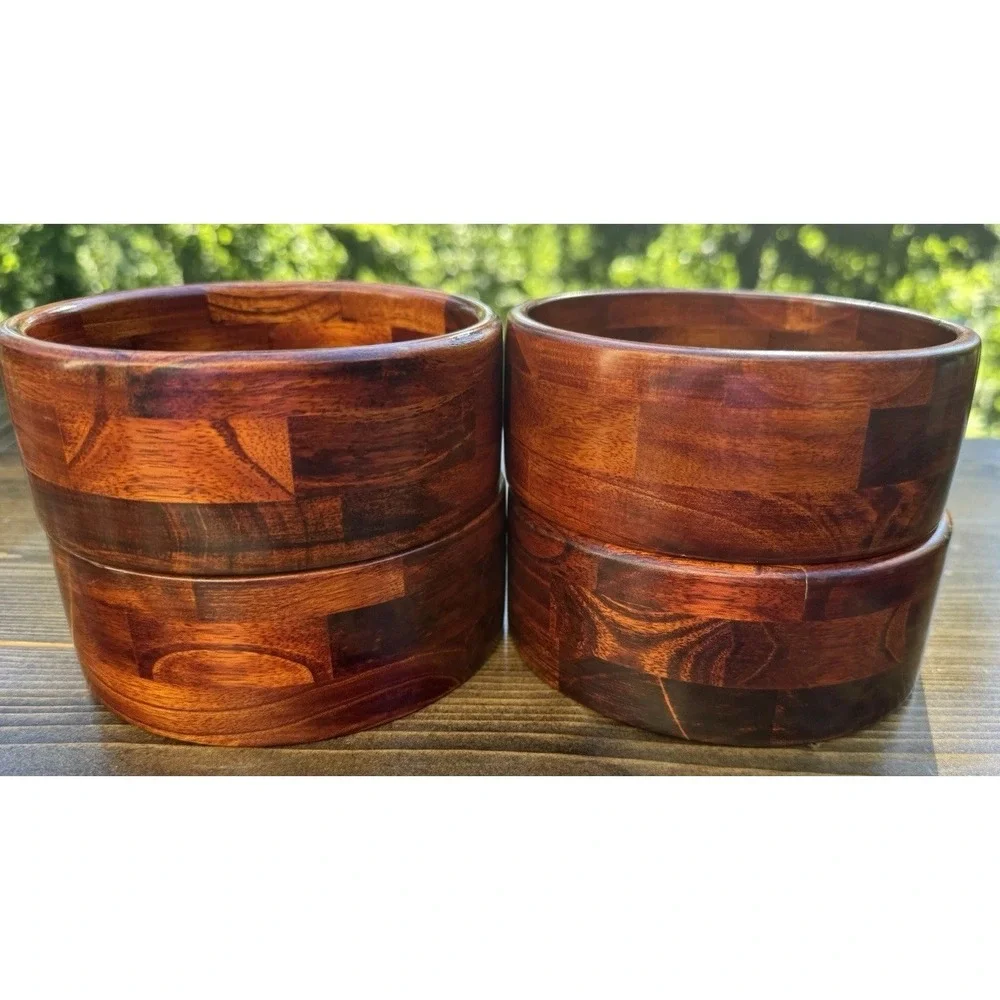Set‎ of 4 Wood Salad Bowls 6