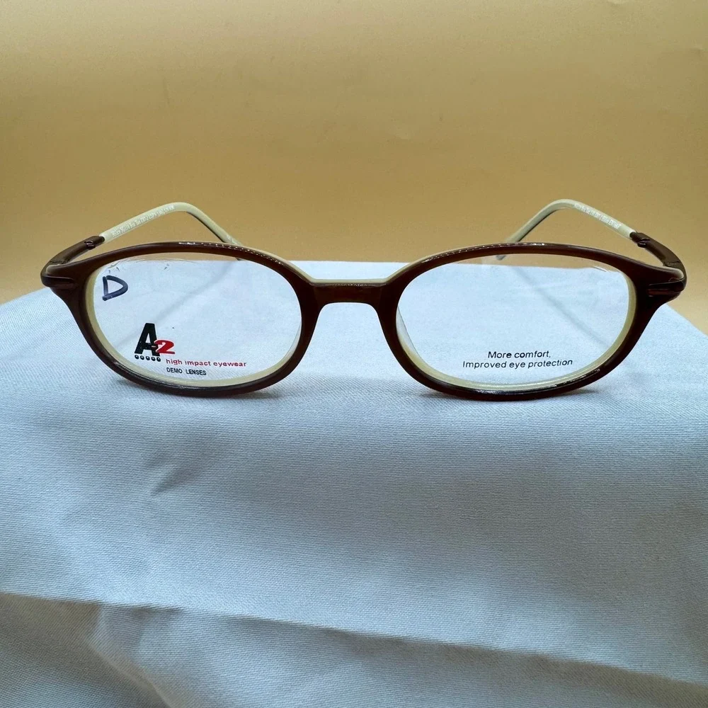 Hilco A2 High Impact Eyewear Frames Brown Tan Oval SG110‎ 49-18-135 NOS New