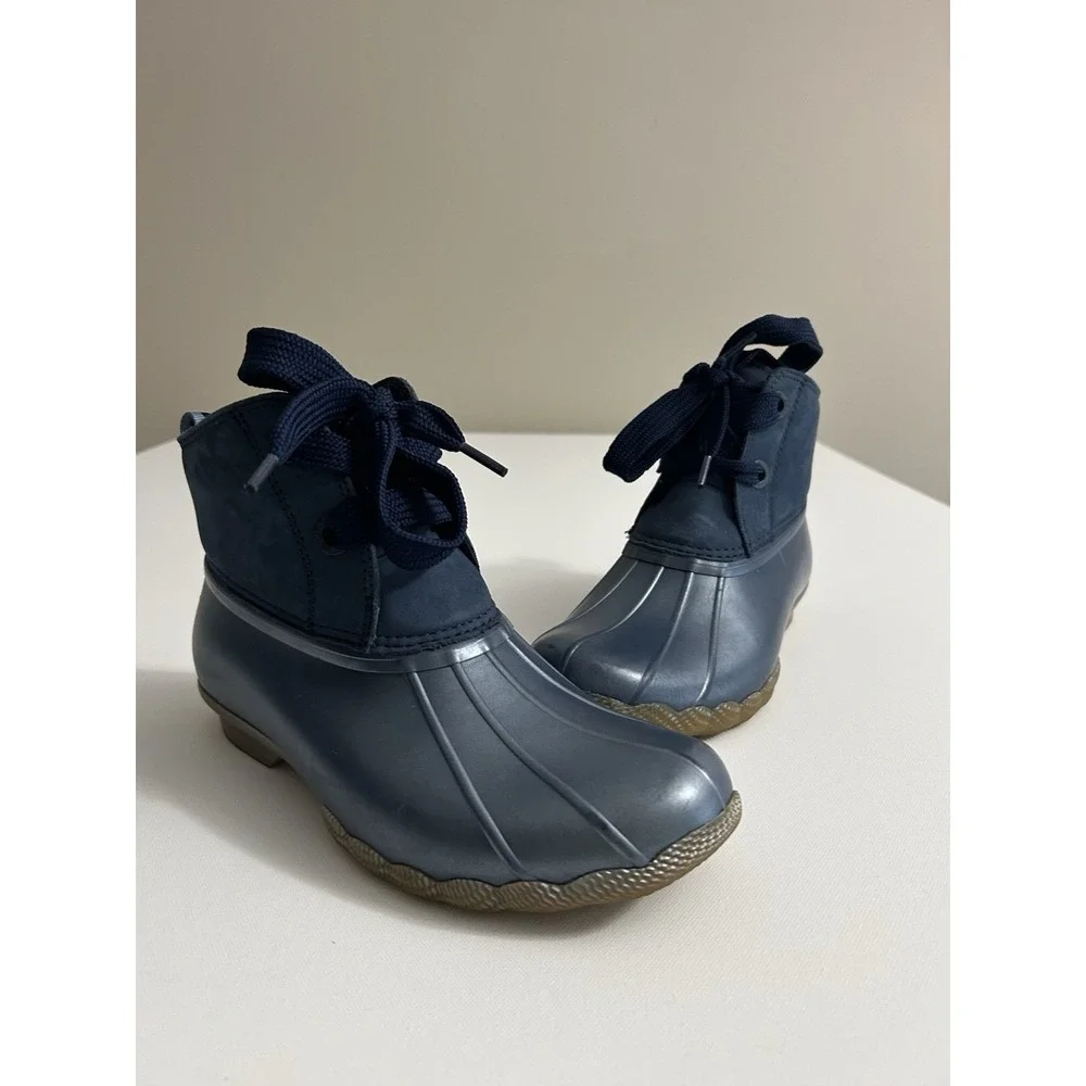 Sperry Women's Saltwater 2‑Eye Nubuck Duck Boots Navy Waterproof‎ Size 8