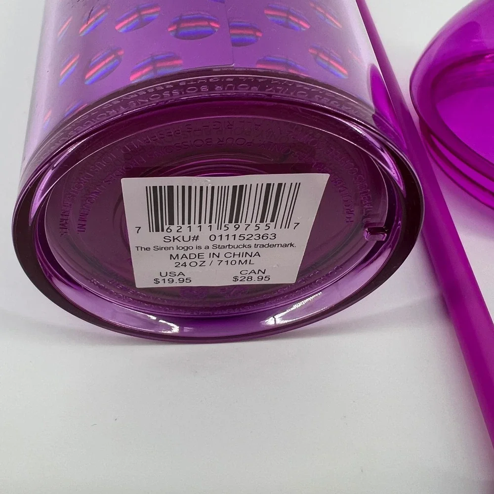 Starbucks Purple Polka Dot Dome Lid Cold‎ Cup Tumbler 24oz Venti
