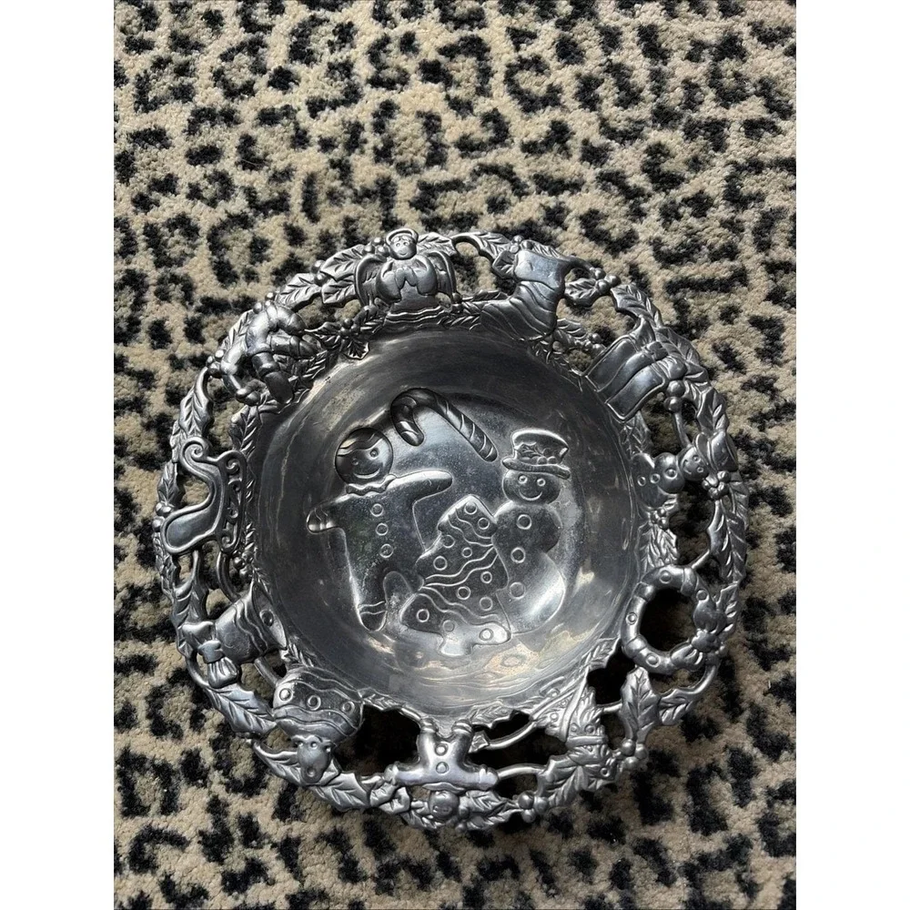 Vintage Home For‎ The Holidays Pewter Bowl 1997 Christmas Decor Serving 🎄🎅☃️