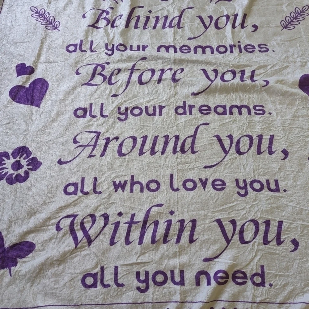 NWOT White/ Purple Soft Birthday Blanket