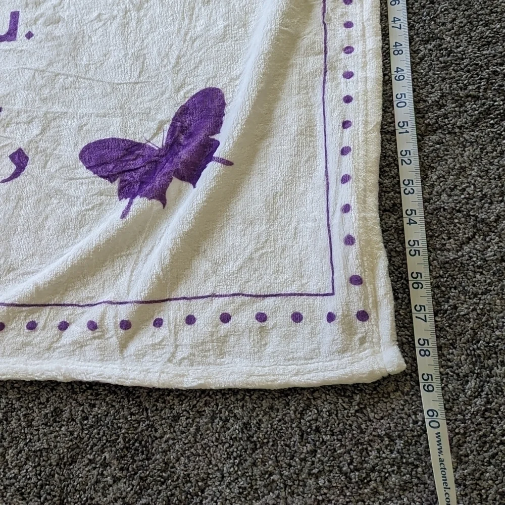 NWOT White/ Purple Soft Birthday Blanket