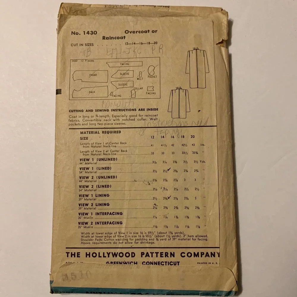 Hollywood Patterns overcoat vintage can