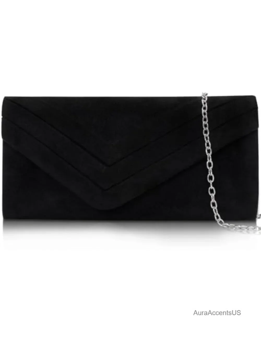 Suede Envelope Clutch Purse with Chain Strap for Weddings and Evening Events