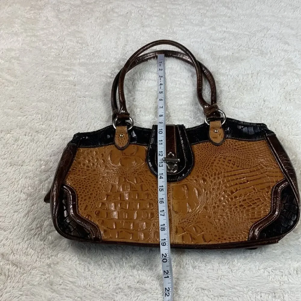 MC Marc Chantel Croco embossed large‎ faux leather satchel shoulder bag