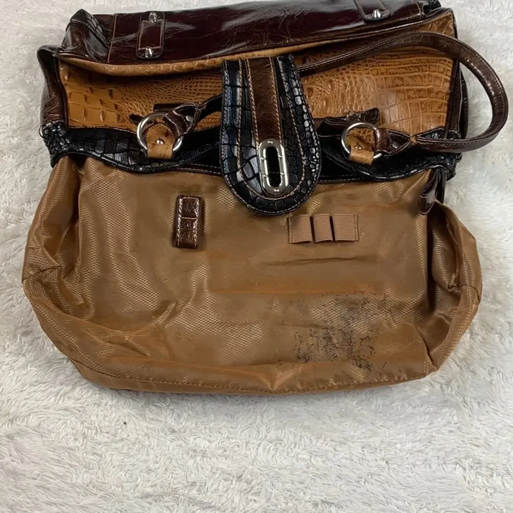 MC Marc Chantel Croco embossed large‎ faux leather satchel shoulder bag