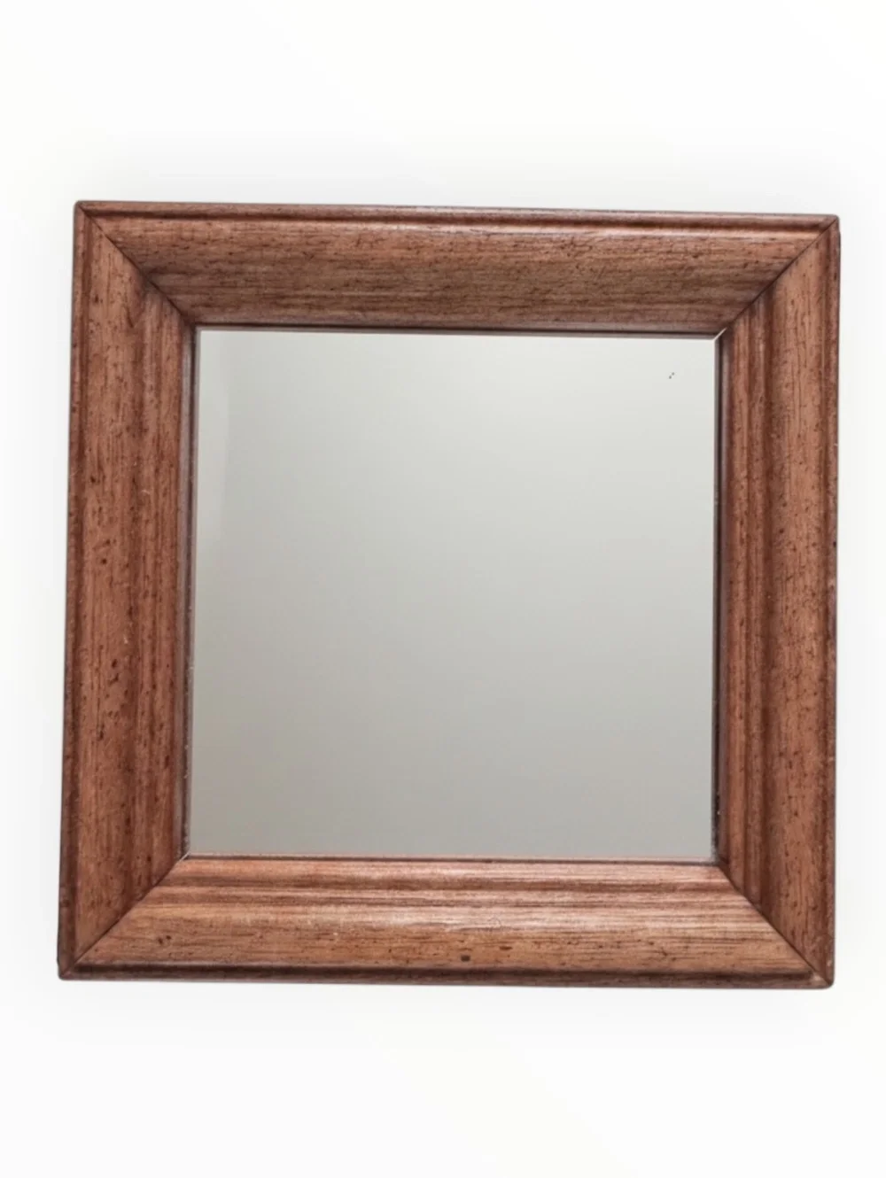 Vintage Small Wood Framed Wall Mirror 5.5” Square Rustic Country Farmhouse Decor