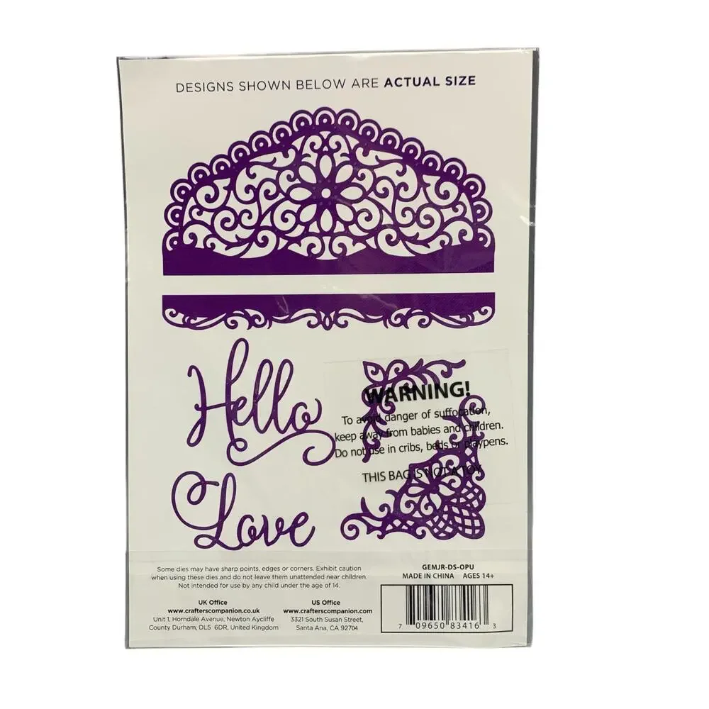 Crafters Companion Gemini Metal Die Pack Opulent Swirls 6 Designs Hello Love
