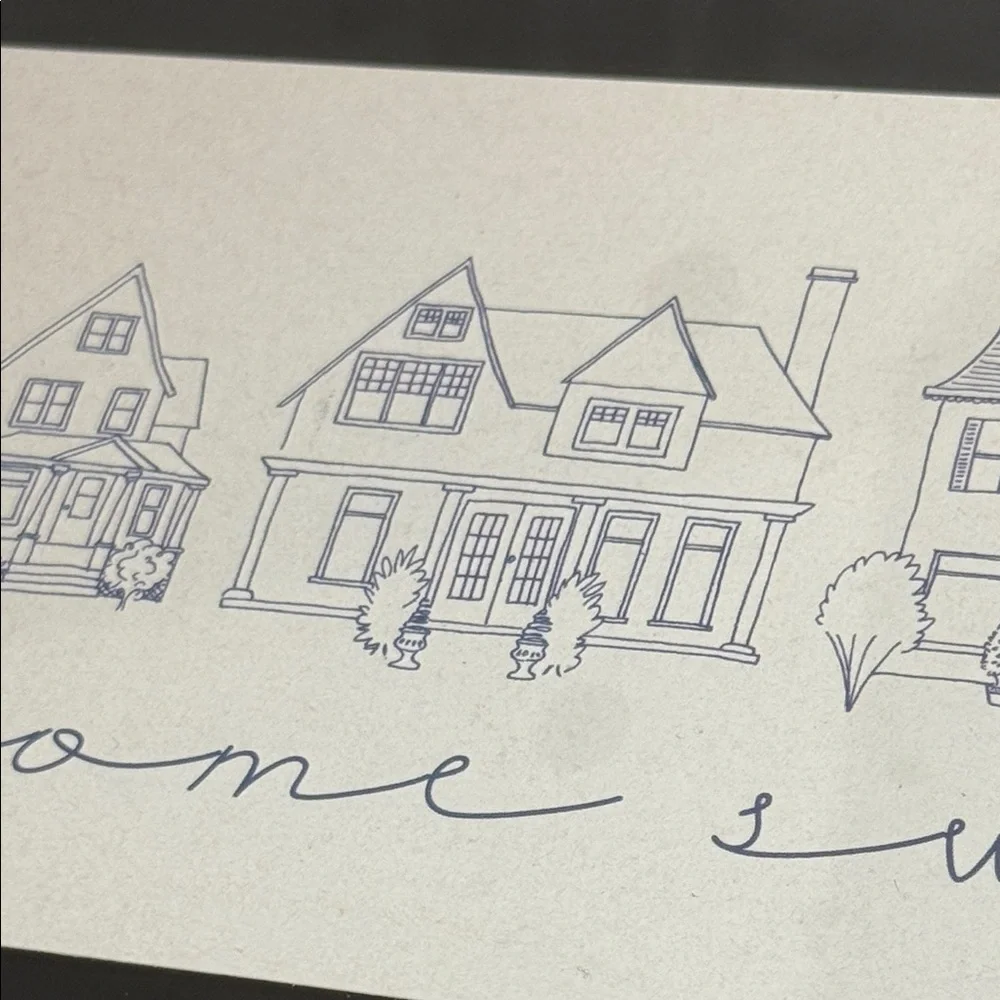 Hobby Lobby Home Sweet Home Drawn Houses in Glass Wood Frame Art FINAL PRICE!