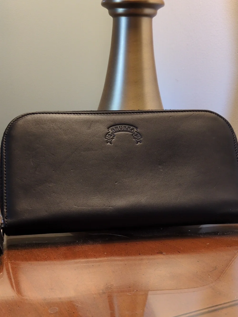 Rare GHURKA AJA Continental Large Zip Wallet Leather Black