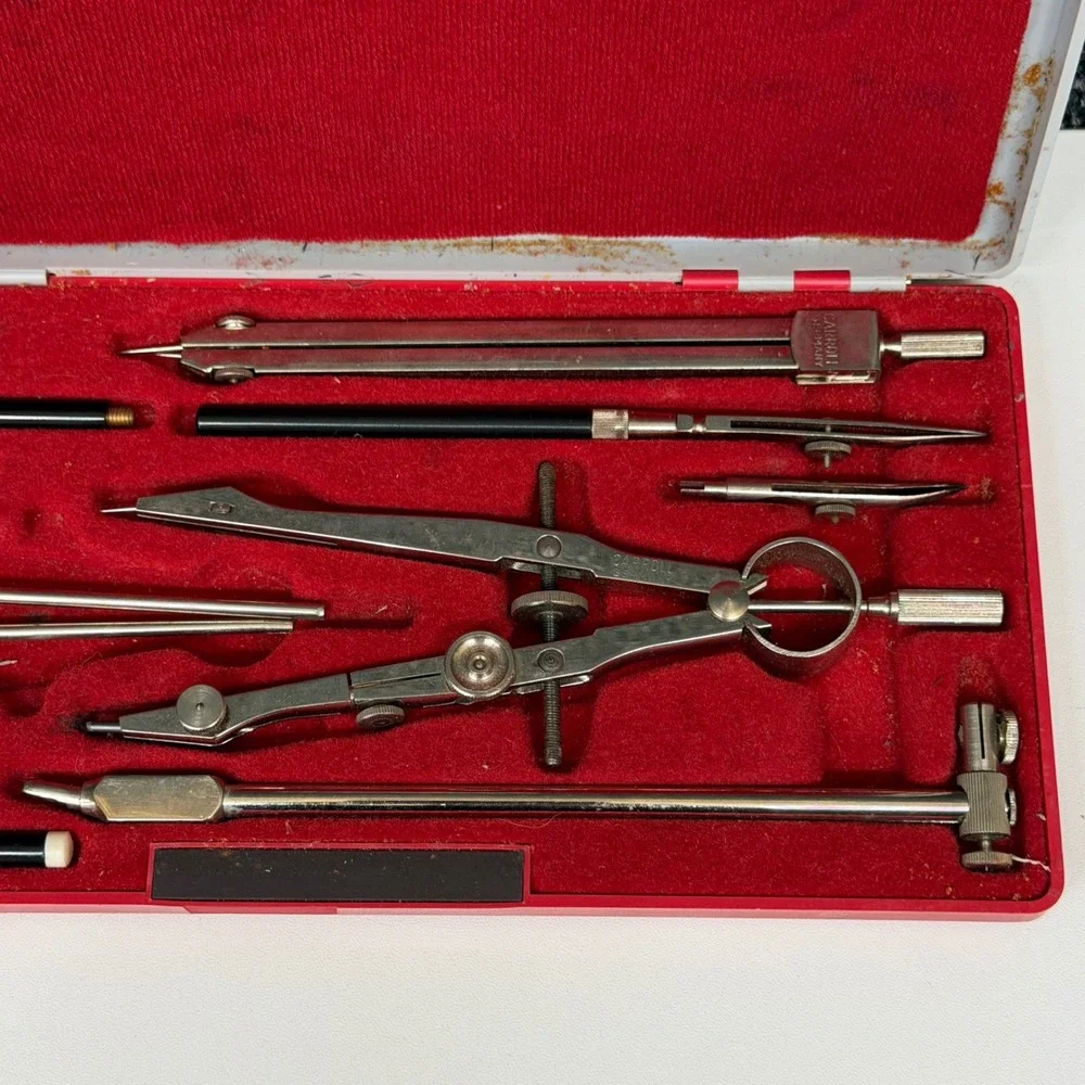 Vintage‎ Carroll 1109 Drafting Tool Set Compass Geometry Kit West Germany Case