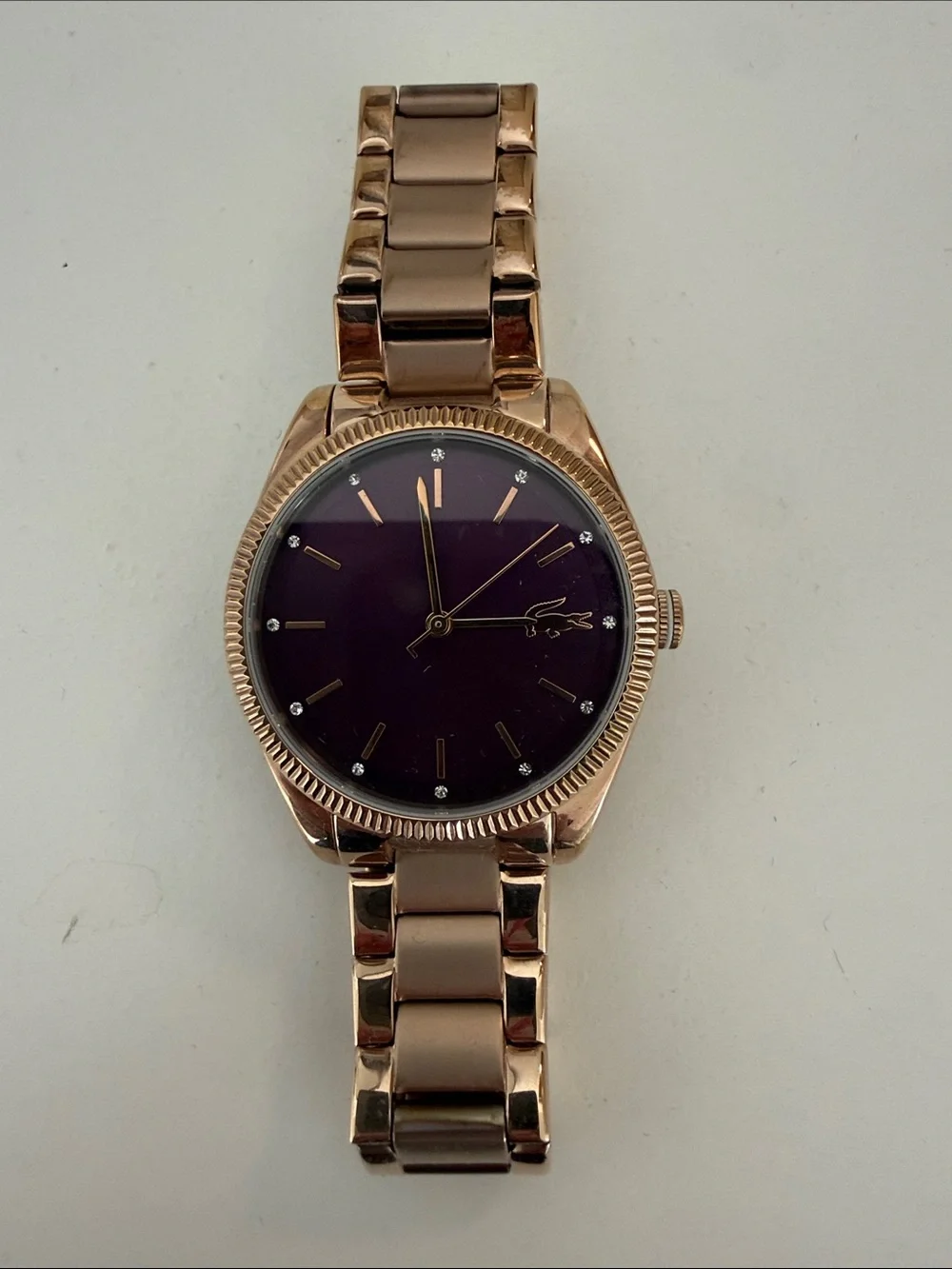 Lacoste Rose Gold Bracelet Watch with Purple Dial