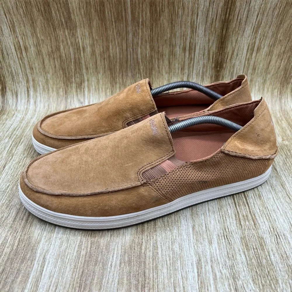 OluKai Pahono Slip On Men's Size 11 Brown Suede Perforated Loafers 10217-ARKH