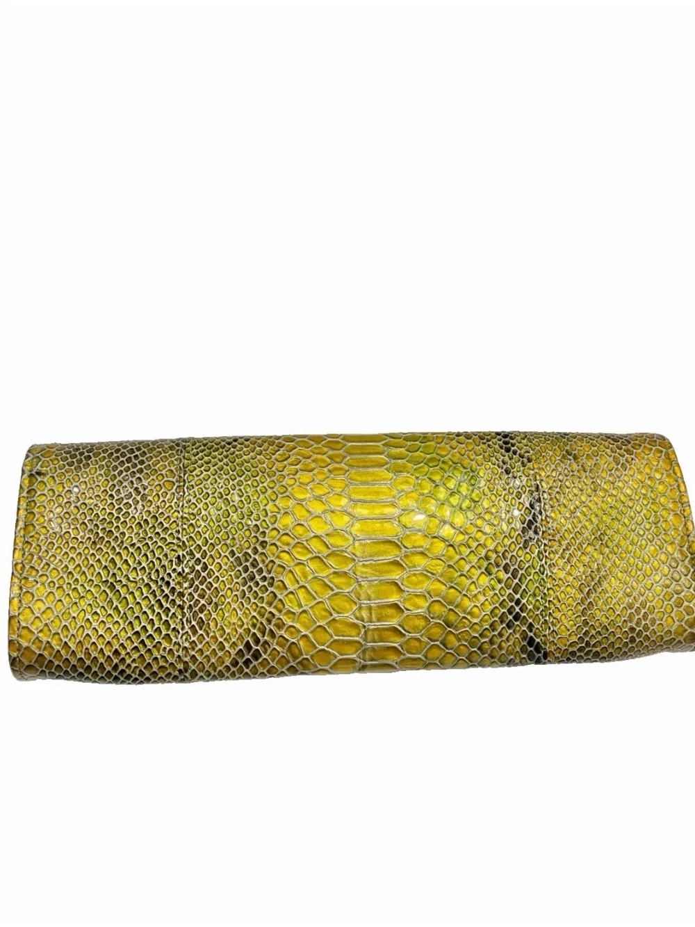 Abas REAL Genuine Python Leather Envelope Clutch Bag Chartreuse Lime Green