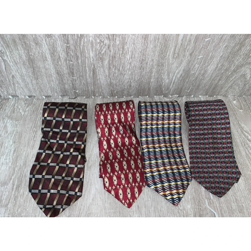 Set‎ of 4 Men's Vintage Silk Necktie Set Geometric Multicolor