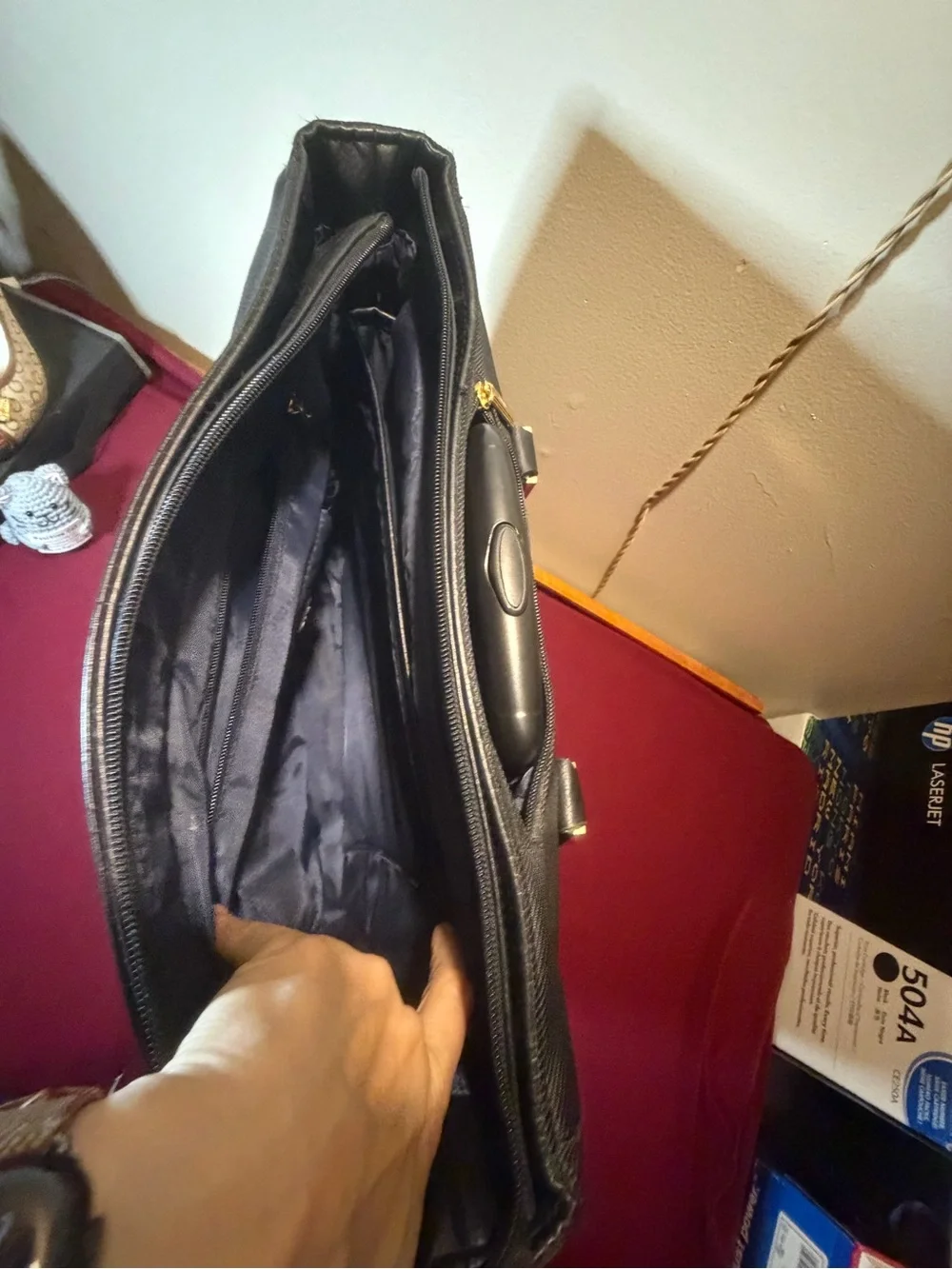 Kenneth Cole Reaction Black Men's Briefcase with Gold Accents