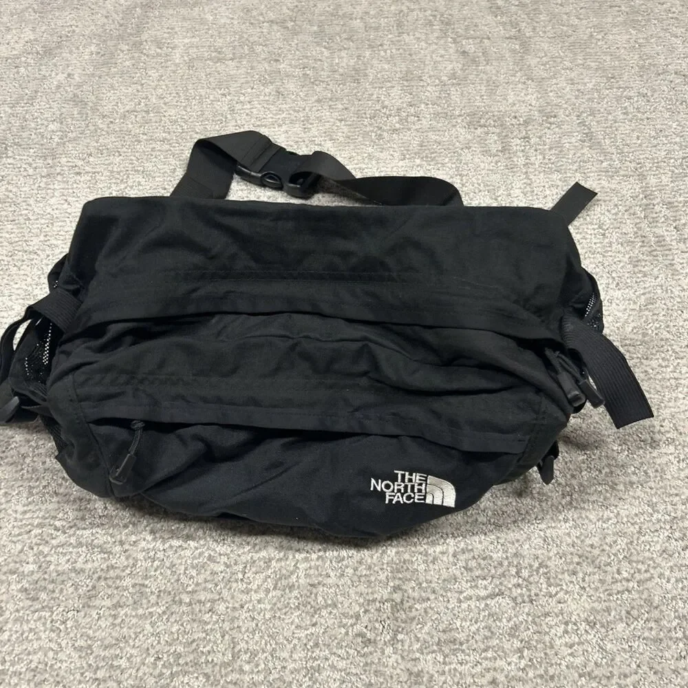 The North Face Lumbar Pack Black Hiking Waist Bag Dual Bottle Holders Adjustable