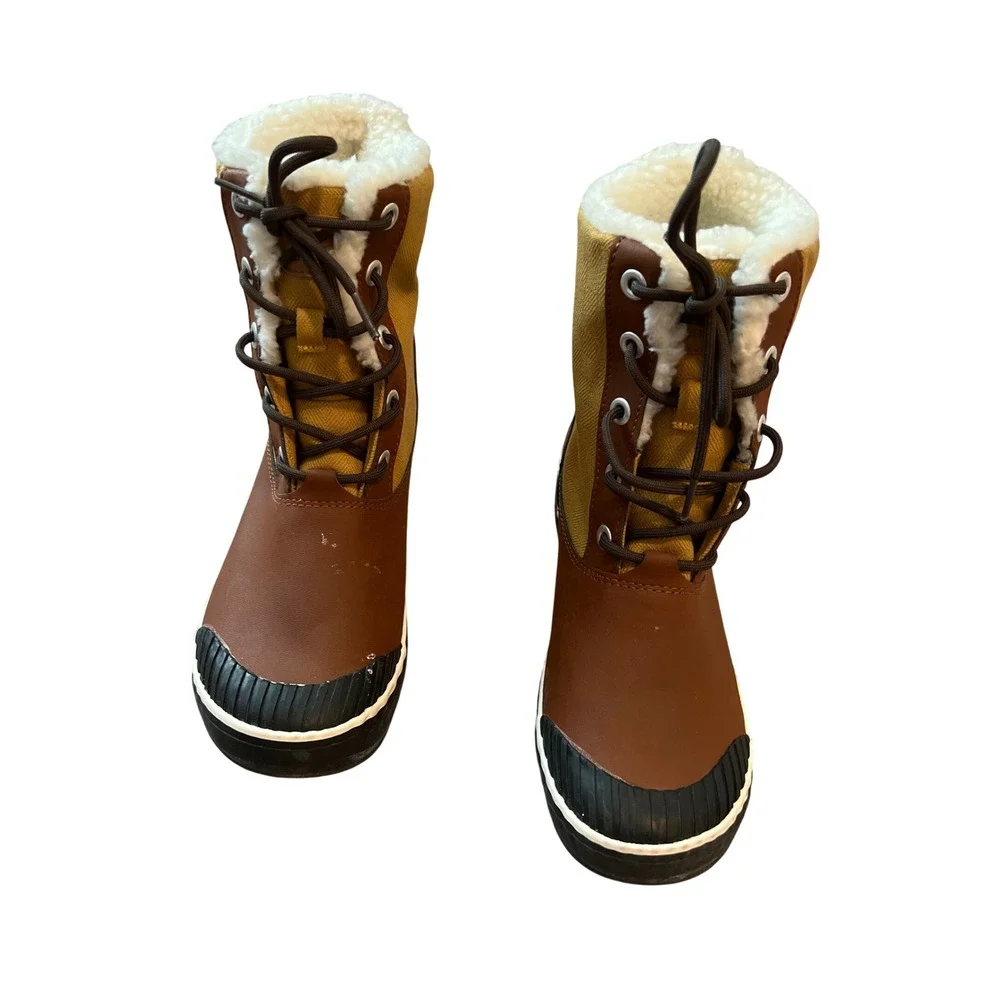 Keen Elsa Waterproof Winter Boot Brown Tan Faux Fur Lined Duck Boots Womens Sz 8