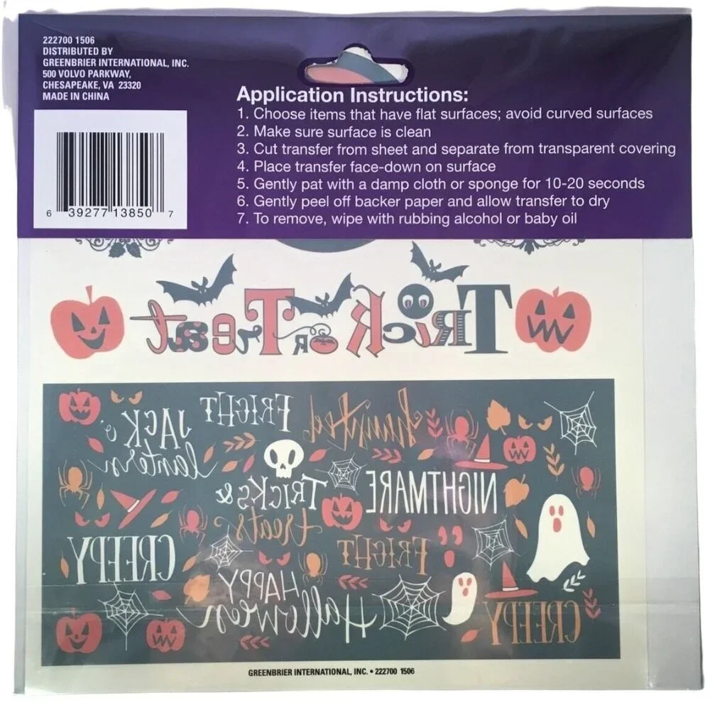Unbranded halloween transfers