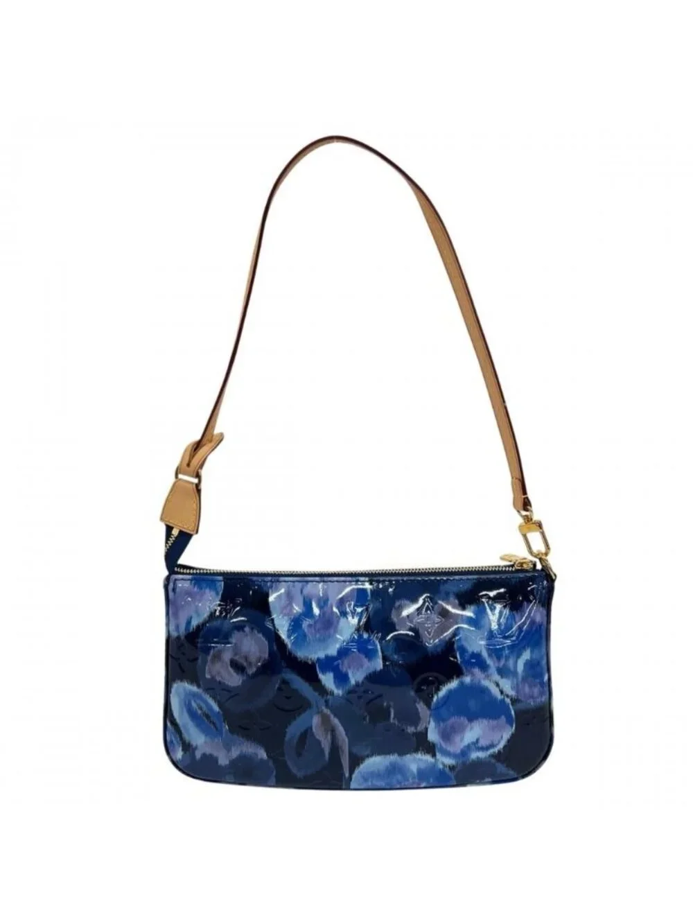 Louis Vuitton Monogram Vernis Accessoires Ikat Flower Shoulder Bag Blue Gold