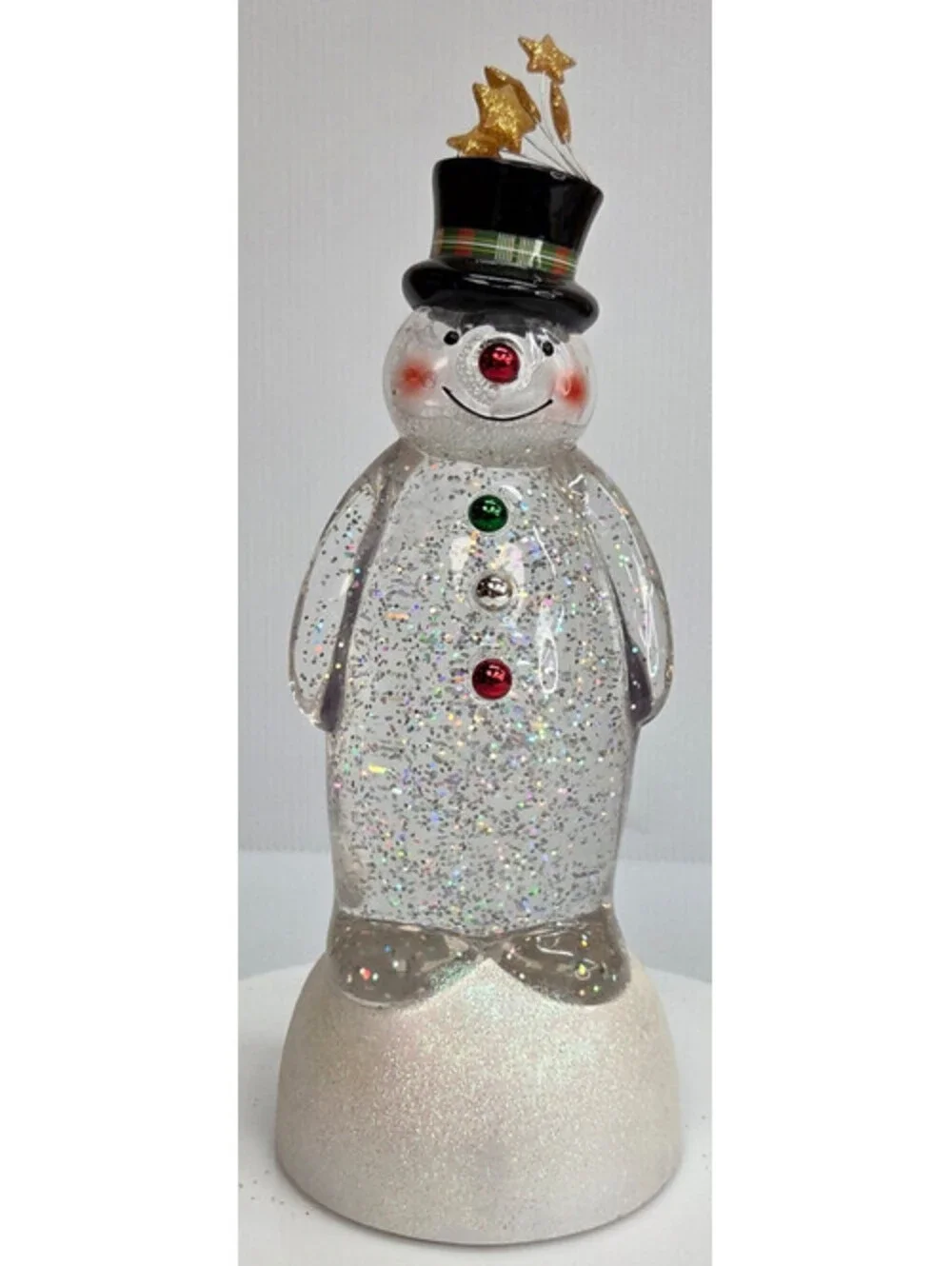 Vintage Animated Snowman Glitter Water Globe Light Up Self Shaking Xmas Decor