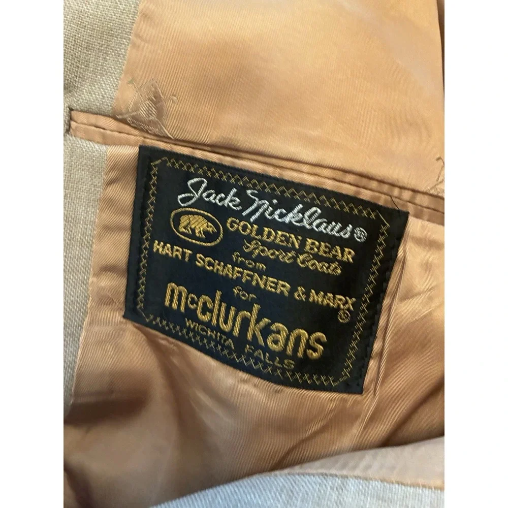Jack Nicklaus Golden Bear‎ Hart Schaffner Marx Beige Blazer Mens half lined