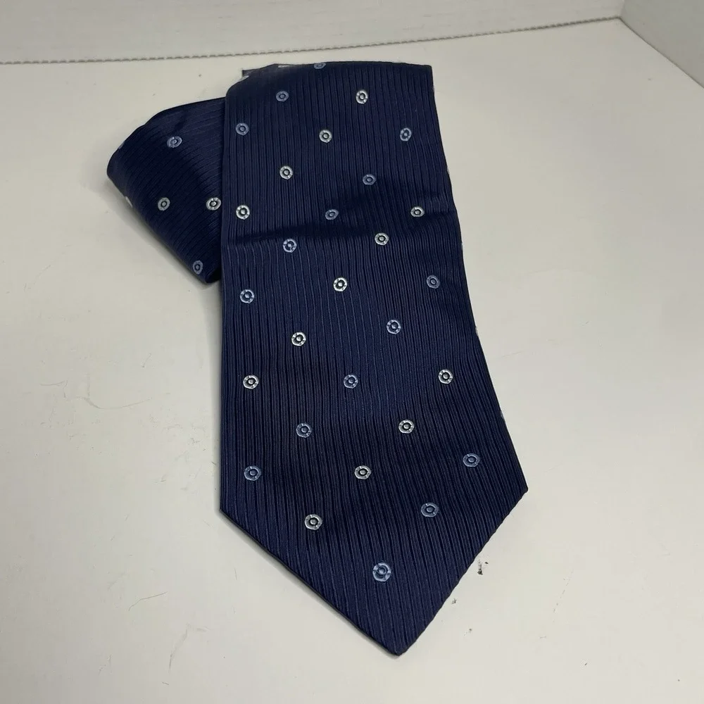 Silk Tie ARGUMENTS Vintage‎ Collection Men Italy Navy Blue White And Lt Blue
