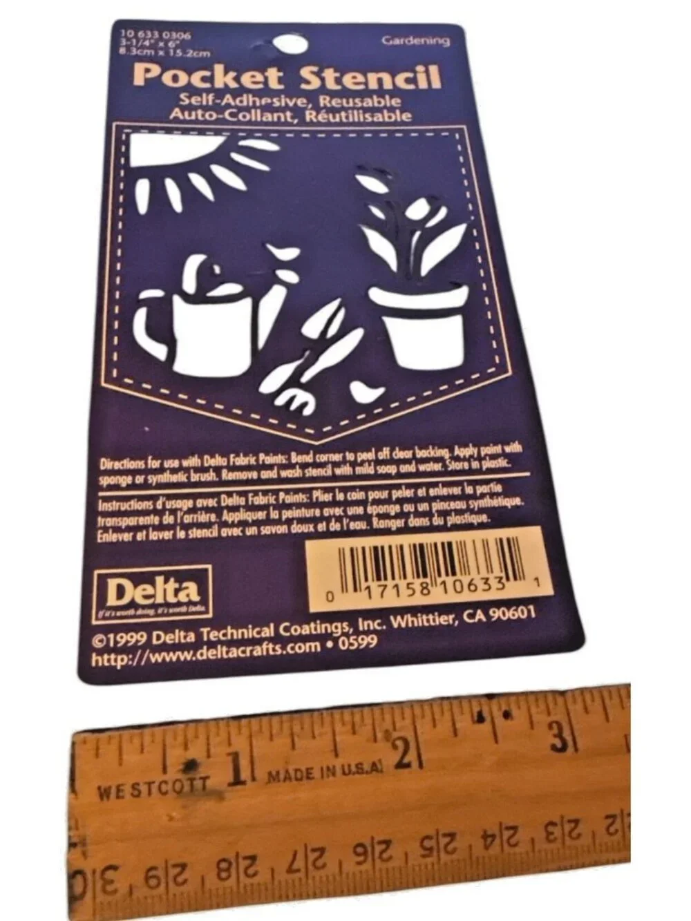 Vintage Delta Pocket Stencil Gardening Design Self-Adhesive Reusable 3-1/4 X 6