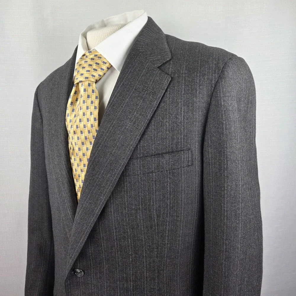 Brooks Brothers Golden Fleece Charcoal Gray Pinstripe‎ Sport Coat USA Men's 42L