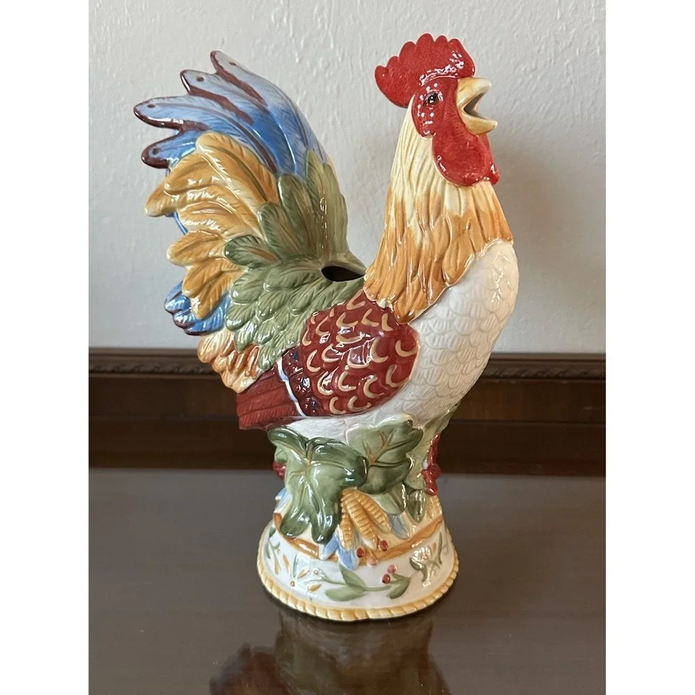 HTF Fritz and‎ Floyd Garden Medley Large Rooster Pitcher 12