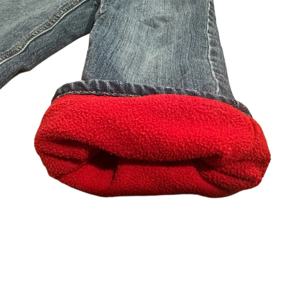 Old Navy Toddler Boys 3T Regular Fleece Lined Cold Weather Jeans Blue Red