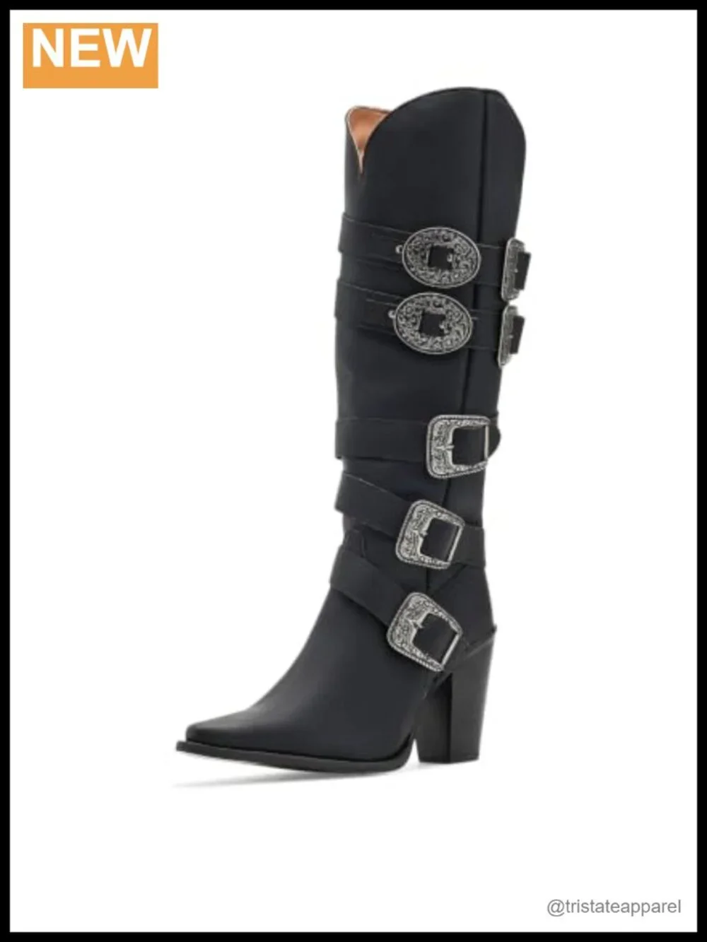 Women's Western Boots Leather Over The Knee High Heel Zip Casual
