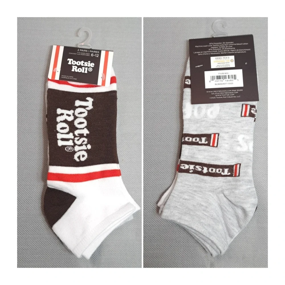 2-Pairs Tootsie Roll Low-Cut Socks Sock Size 10-13/Shoe Size 6-12 Multicolor‎